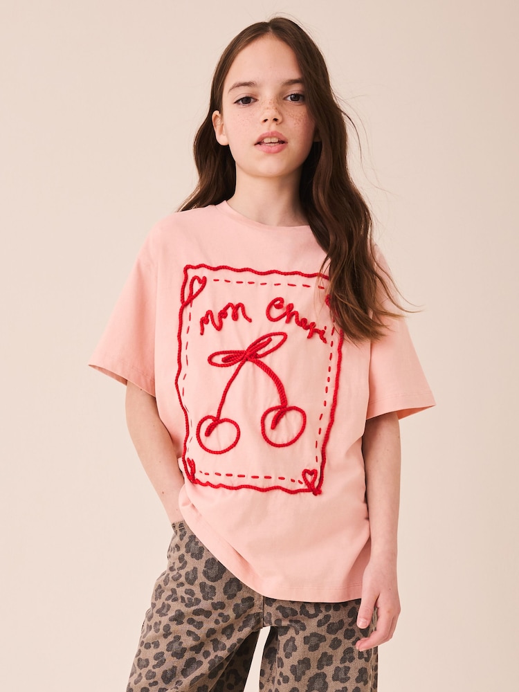 Pink Cornelli Cherry Oversized Graphic T-Shirt (3-16yrs) - Image 2 of 8 Pink Cornelli Cherry Oversized Graphic T-Shirt (3-16yrs) - Image 2 of 8