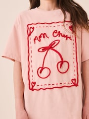 Pink Cornelli Cherry Oversized Graphic T-Shirt (3-16yrs) - Image 4 of 8