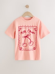 Pink Cornelli Cherry Oversized Graphic T-Shirt (3-16yrs) - Image 5 of 8