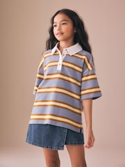 Purple Stripe Short Sleeve Rugby Top (3-16yrs) - Image 1 of 8