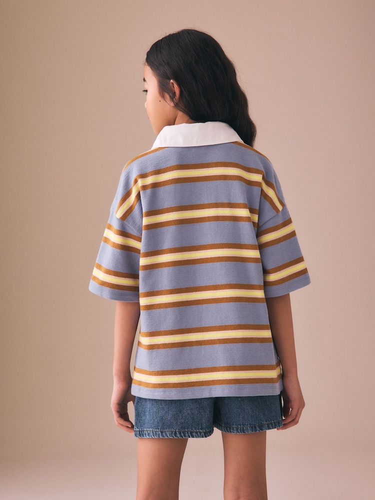 Purple Stripe Short Sleeve Rugby Top (3-16yrs) - Image 2 of 8