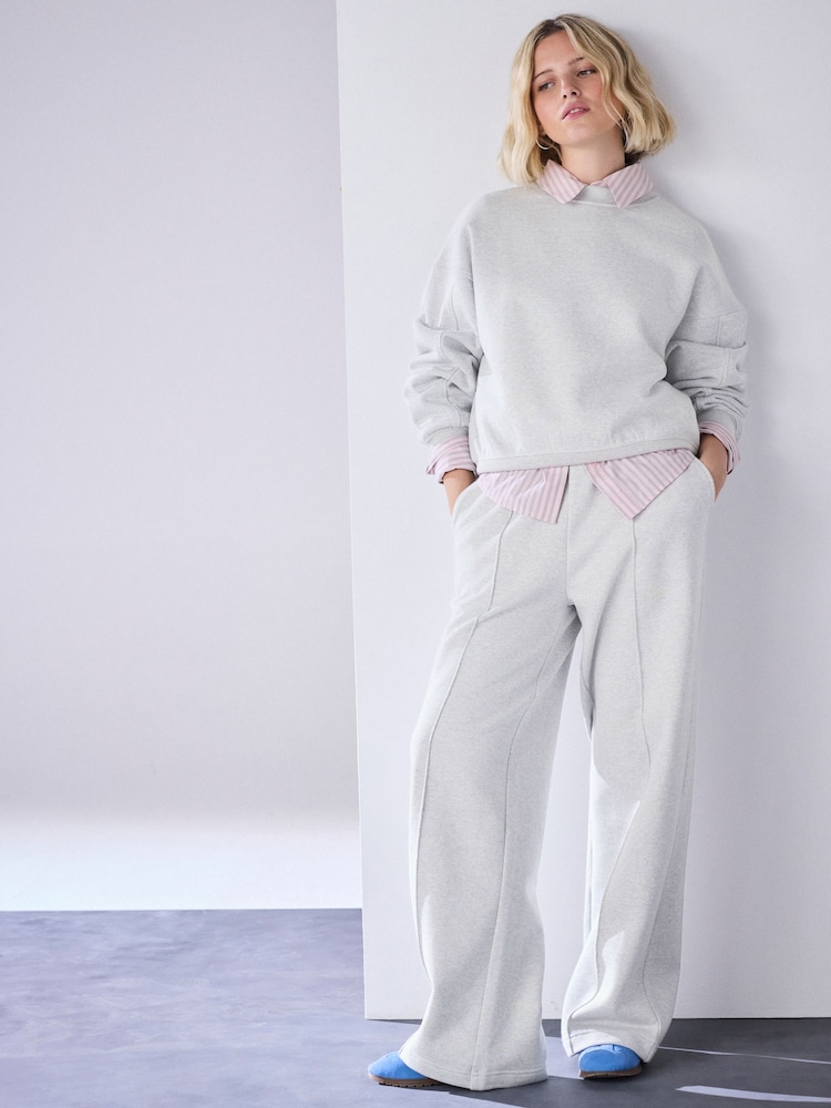 Grey Wide Leg Joggers - Image 1 of 8