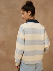 Grey/Cream Striped Long Sleeve Rugby Top - Image 4 of 5