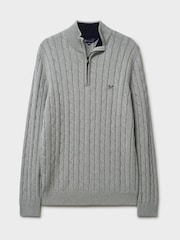 Crew Clothing Grey Oarsman Cable Half Zip Jumper - Image 5 of 5