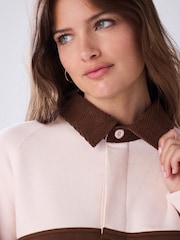 Pink/Brown Corduroy Collar Striped Rugby Shirt - Image 5 of 8