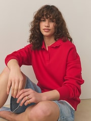 Red Long Sleeve Frill Collar Sweatshirt - Image 1 of 7
