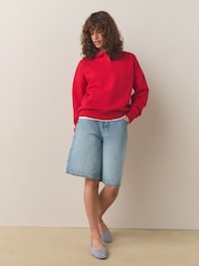 Red Long Sleeve Frill Collar Sweatshirt - Image 3 of 7