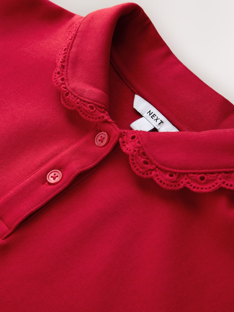 Red Long Sleeve Frill Collar Sweatshirt - Image 7 of 7