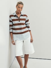 Chocolate Brown/Blue Striped Layered Polo Shirt - Image 2 of 8