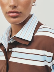 Chocolate Brown/Blue Striped Layered Polo Shirt - Image 4 of 8