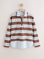 Chocolate Brown/Blue Striped Layered Polo Shirt - Image 6 of 8
