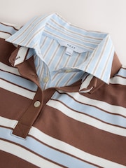 Chocolate Brown/Blue Striped Layered Polo Shirt - Image 7 of 8