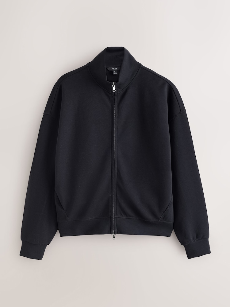 Black Soft Scuba Zip Through Jacket - Image 1 of 3