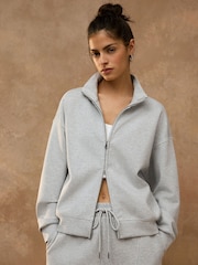 Grey Soft Scuba Zip Through Jacket - Image 1 of 9