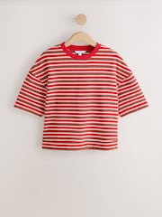 Red/White Cosy Lace Trim Short Sleeve Top - Image 5 of 7