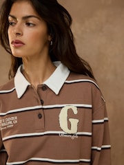 Brown Gilmore Striped Rugby Shirt - Image 4 of 8
