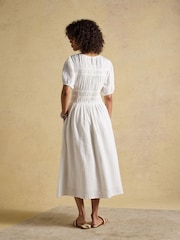 Joules Ella White Double Cloth Cotton Midi Dress - Image 2 of 9