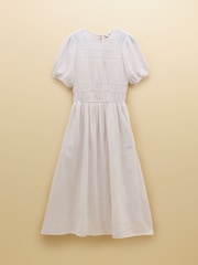 Joules Ella White Double Cloth Cotton Midi Dress - Image 9 of 9