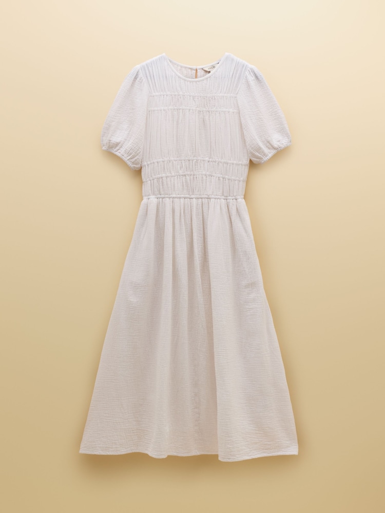 Joules Ella White Double Cloth Cotton Midi Dress - Image 9 of 9 Joules Ella White Double Cloth Cotton Midi Dress - Image 9 of 9