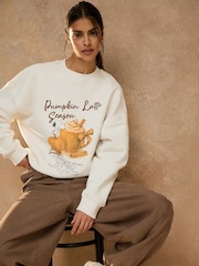 Ecru Pumpkin Latte Snoopy Licence Sweatshirt - Image 1 of 7