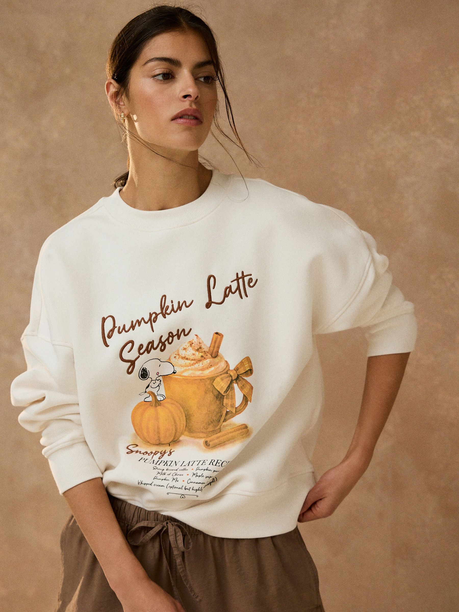 Buy Ecru Pumpkin Latte Snoopy Licence Sweatshirt from Next USA