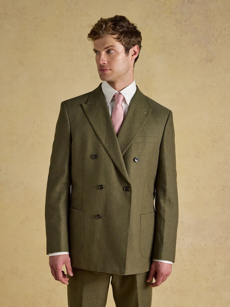 Joules Green Slim Fit Linen Suit Jacket - Image 1 of 10 Joules Green Slim Fit Linen Suit Jacket - Image 1 of 10