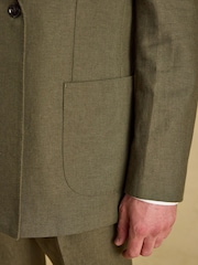 Joules Green Slim Fit Linen Suit Jacket - Image 8 of 10
