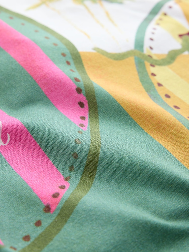 Floral Palm Print Bandeau Boobtube Scarf Top - Image 7 of 7 Floral Palm Print Bandeau Boobtube Scarf Top - Image 7 of 7