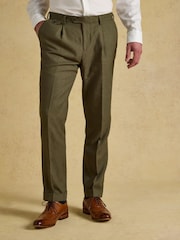 Joules Green Slim Fit Linen Suit Trousers - Image 1 of 6