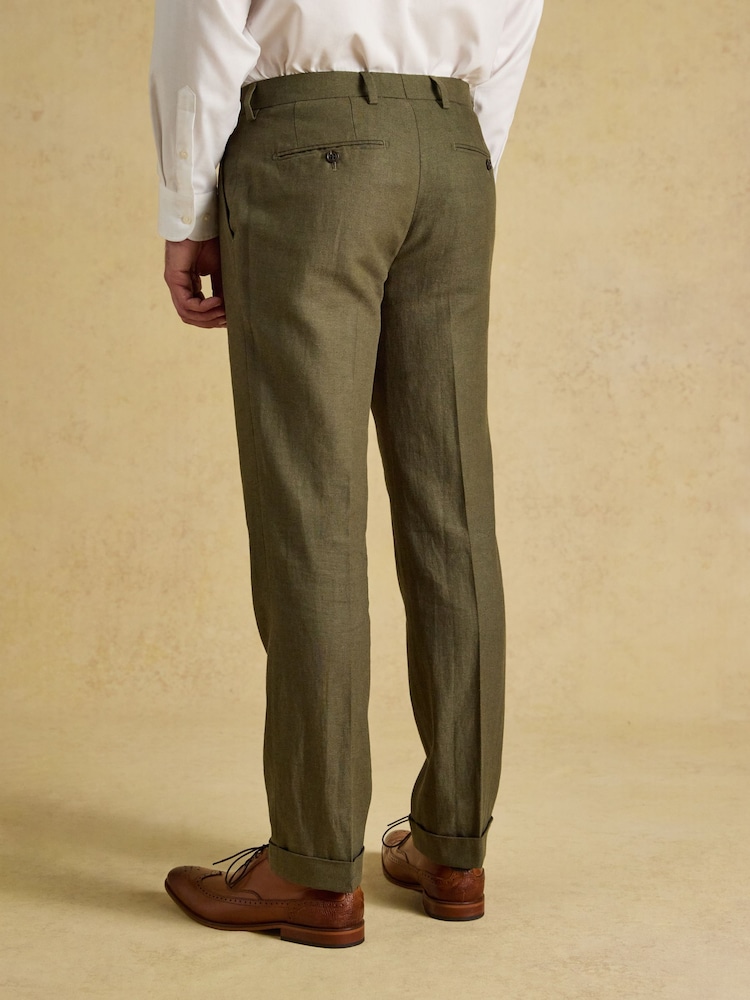 Joules Green Slim Fit Linen Suit Trousers - Image 2 of 6 Joules Green Slim Fit Linen Suit Trousers - Image 2 of 6