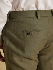 Joules Green Slim Fit Linen Suit Trousers - Image 4 of 6
