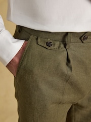 Joules Green Slim Fit Linen Suit Trousers - Image 5 of 6