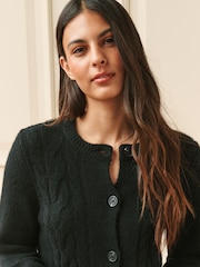 Laura Ashley Black Cable Knit Cardigan - Image 4 of 9