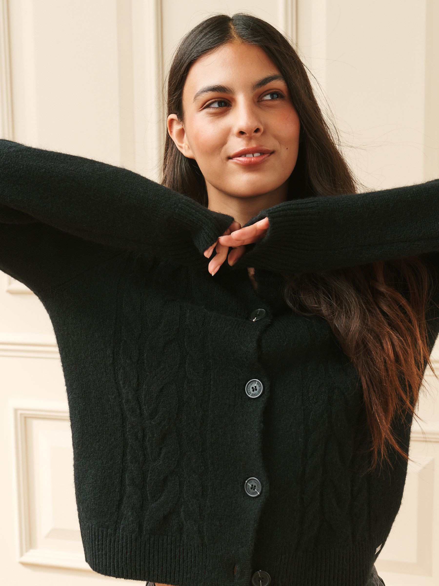 Buy Laura Ashley Black Cable Knit Cardigan from the Next UK online