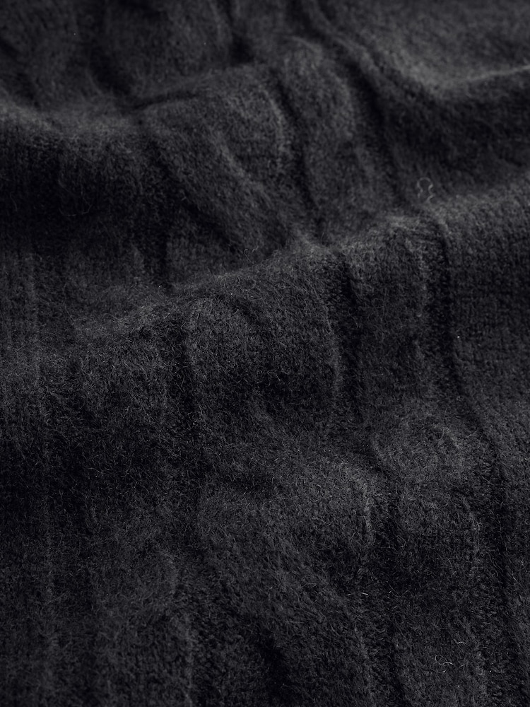 Laura Ashley Black Cable Knit Cardigan - Image 9 of 9