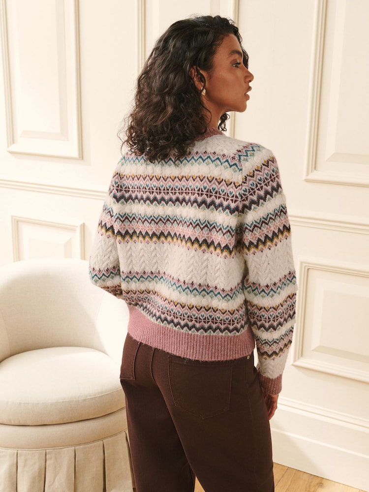 Laura Ashley Pink Cable Knit Cardigan - Image 2 of 6 Laura Ashley Pink Cable Knit Cardigan - Image 2 of 6