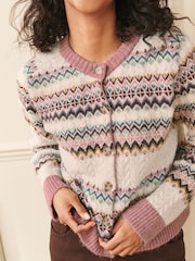 Laura Ashley Pink Cable Knit Cardigan - Image 3 of 6