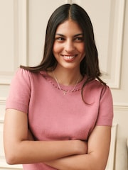 Laura Ashley Pink Short Sleeve Cashmere Knit Top - Image 3 of 8