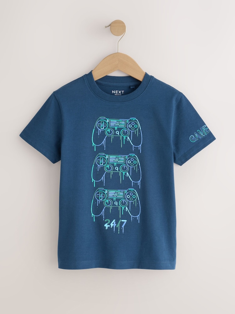Blue/Green/Purple Regular Fit Graphic Print Short Sleeve T-Shirts 3 Pack (3-16yrs) - Image 2 of 7 Blue/Green/Purple Regular Fit Graphic Print Short Sleeve T-Shirts 3 Pack (3-16yrs) - Image 2 of 7