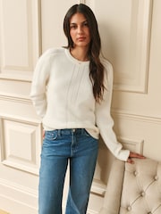 Laura Ashley Cream Crew Neck Jumper With A Touch Of Wool - Image 1 of 8