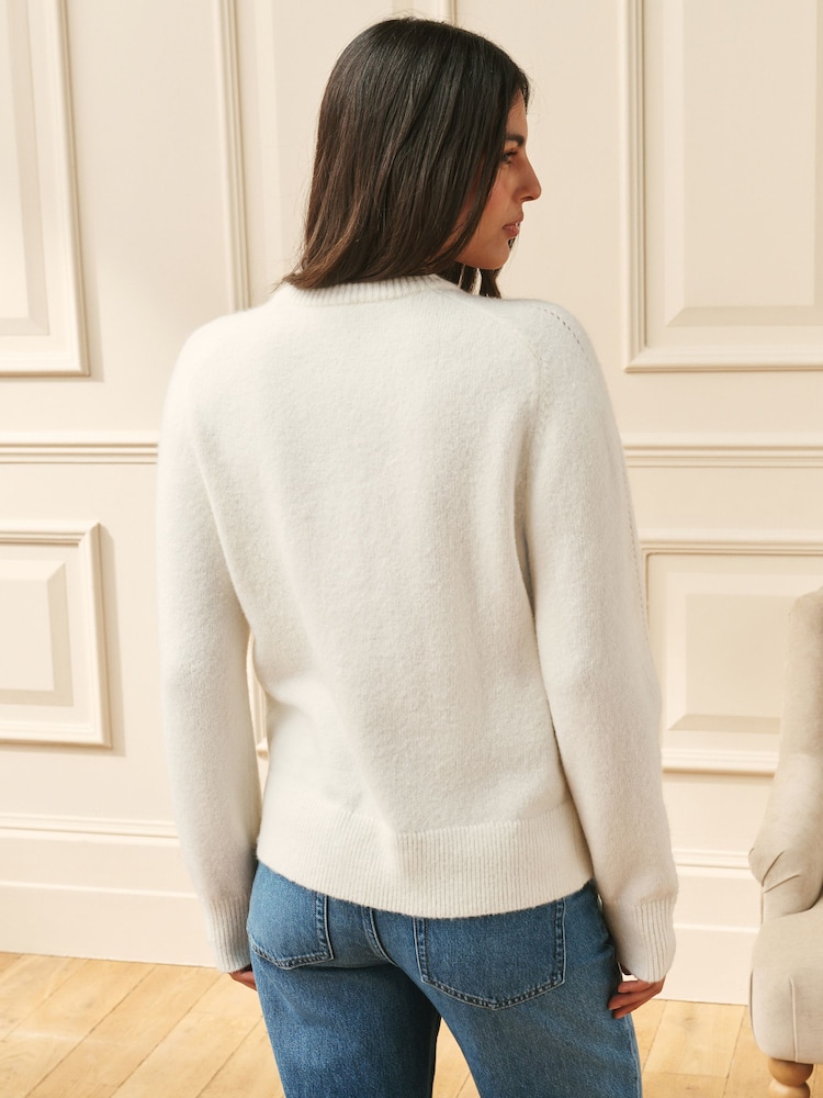 Laura Ashley Cream Crew Neck Jumper With A Touch Of Wool - Image 2 of 8