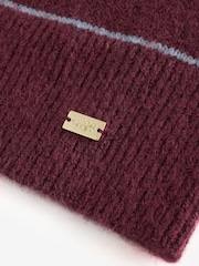 Laura Ashley Burgundy Red/Blue Stripe Crew Neck Jumper With A Touch Of Wool - Image 8 of 9