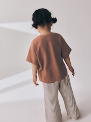 Brown Heart Stripe Short Sleeve T-Shirt and Wide Leg Trousers Set (3mths-7yrs) - Image 2 of 10