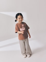Brown Heart Stripe Short Sleeve T-Shirt and Wide Leg Trousers Set (3mths-7yrs) - Image 3 of 10