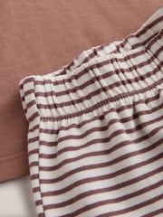 Brown Heart Stripe Short Sleeve T-Shirt and Wide Leg Trousers Set (3mths-7yrs) - Image 8 of 10