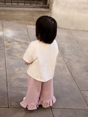Ecru White Bunny Short Sleeve T-Shirt and Wide Frill Trousers Set (3mths-7yrs) - Image 2 of 9