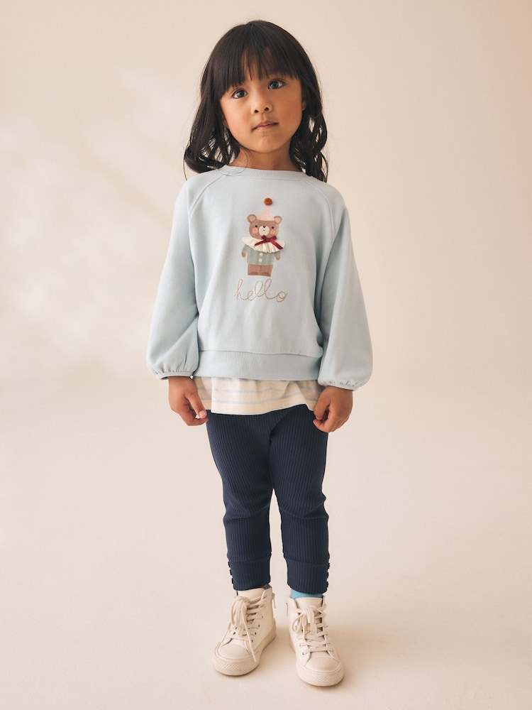 Blue Bear Sweatshirt and Leggings Set (3mths-7yrs) - Image 2 of 4 Blue Bear Sweatshirt and Leggings Set (3mths-7yrs) - Image 2 of 4