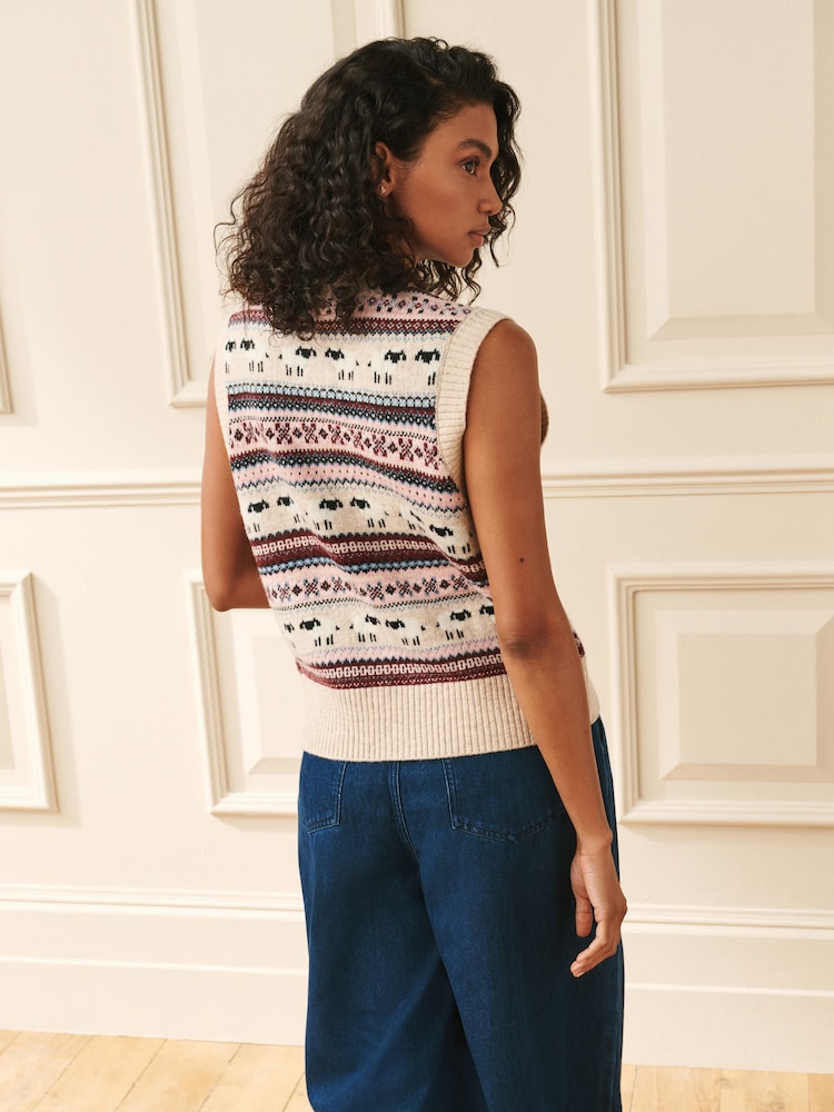 Laura Ashley Pullunder aus Wolle mit Fair-Isle-Muster und Schafdesign - Bild 2 von 3