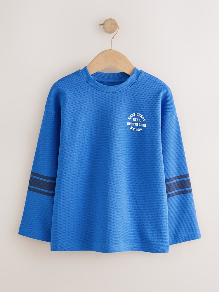 Blue/Red/Green Varsity Graphic Long Sleeve Relaxed Fit T-Shirts 3 Pack (3-16yrs) - Image 2 of 7 Blue/Red/Green Varsity Graphic Long Sleeve Relaxed Fit T-Shirts 3 Pack (3-16yrs) - Image 2 of 7