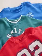 Blue/Red/Green Varsity Graphic Long Sleeve Relaxed Fit T-Shirts 3 Pack (3-16yrs) - Image 6 of 7